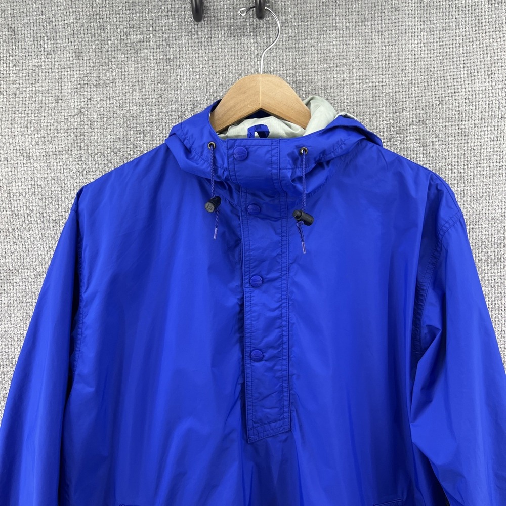 LL Bean Vintage Mens Small Gore-Tex Blue Anorak Nylon Windbreaker Hooded Outdoor